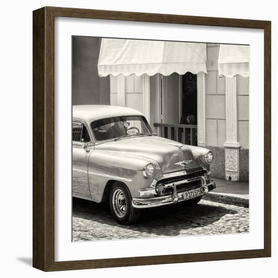 Cuba Fuerte Collection SQ BW - Close-up of Cuban Taxi Trinidad-Philippe Hugonnard-Framed Photographic Print