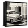 Cuba Fuerte Collection SQ BW - Close-up of Cuban Taxi Trinidad-Philippe Hugonnard-Framed Stretched Canvas