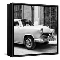 Cuba Fuerte Collection SQ BW - Close-up of Yellow Taxi of Havana-Philippe Hugonnard-Framed Stretched Canvas