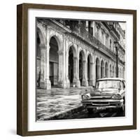 Cuba Fuerte Collection SQ BW - Colorful Buildings and Taxi Car-Philippe Hugonnard-Framed Photographic Print