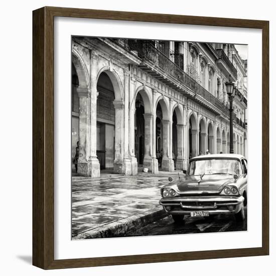 Cuba Fuerte Collection SQ BW - Colorful Buildings and Taxi Car-Philippe Hugonnard-Framed Photographic Print