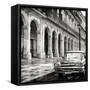 Cuba Fuerte Collection SQ BW - Colorful Buildings and Taxi Car-Philippe Hugonnard-Framed Stretched Canvas