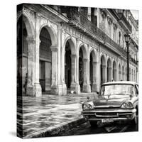 Cuba Fuerte Collection SQ BW - Colorful Buildings and Taxi Car-Philippe Hugonnard-Stretched Canvas