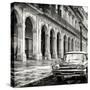 Cuba Fuerte Collection SQ BW - Colorful Buildings and Taxi Car-Philippe Hugonnard-Stretched Canvas