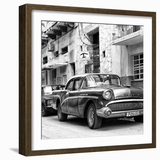 Cuba Fuerte Collection SQ BW - Cuban Taxi to Havana II-Philippe Hugonnard-Framed Photographic Print