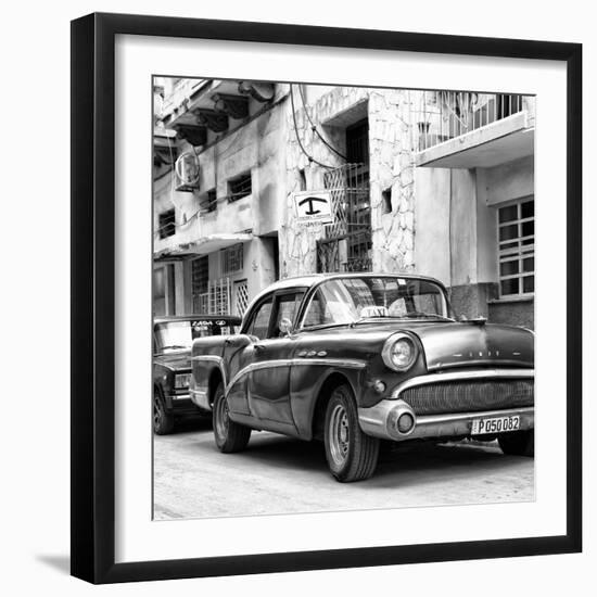 Cuba Fuerte Collection SQ BW - Cuban Taxi to Havana II-Philippe Hugonnard-Framed Photographic Print