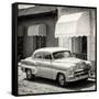 Cuba Fuerte Collection SQ BW - Cuban Taxi Trinidad-Philippe Hugonnard-Framed Stretched Canvas