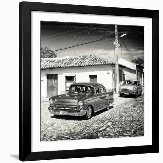 Cuba Fuerte Collection SQ BW - Cuban Taxis II-Philippe Hugonnard-Framed Photographic Print