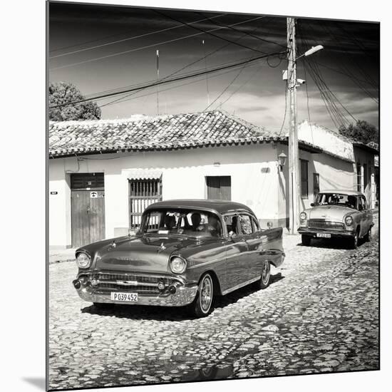 Cuba Fuerte Collection SQ BW - Cuban Taxis II-Philippe Hugonnard-Mounted Photographic Print