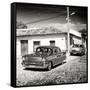 Cuba Fuerte Collection SQ BW - Cuban Taxis II-Philippe Hugonnard-Framed Stretched Canvas