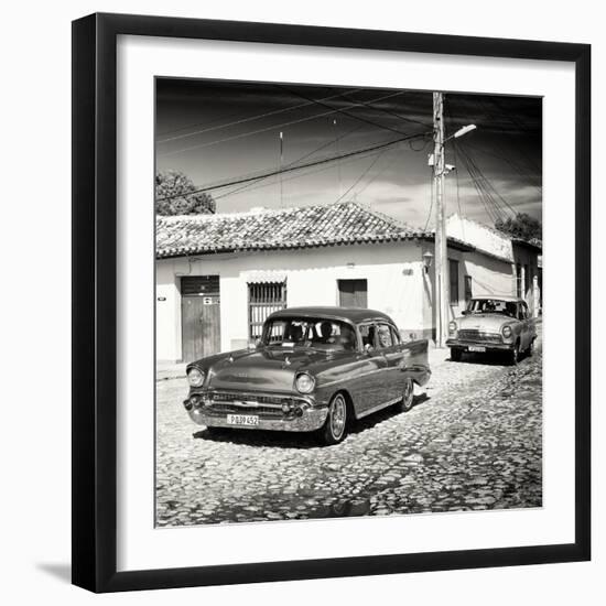 Cuba Fuerte Collection SQ BW - Cuban Taxis II-Philippe Hugonnard-Framed Photographic Print