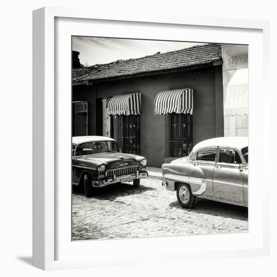 Cuba Fuerte Collection SQ BW - Cuban Taxis Trinidad-Philippe Hugonnard-Framed Photographic Print