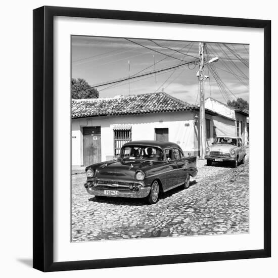 Cuba Fuerte Collection SQ BW - Cuban Taxis-Philippe Hugonnard-Framed Photographic Print