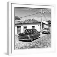 Cuba Fuerte Collection SQ BW - Cuban Taxis-Philippe Hugonnard-Framed Photographic Print