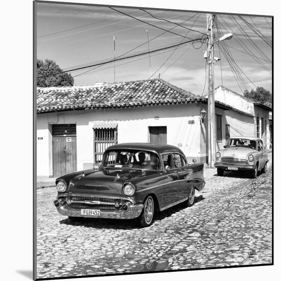 Cuba Fuerte Collection SQ BW - Cuban Taxis-Philippe Hugonnard-Mounted Photographic Print