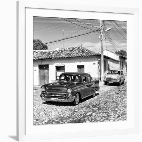 Cuba Fuerte Collection SQ BW - Cuban Taxis-Philippe Hugonnard-Framed Photographic Print