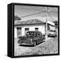 Cuba Fuerte Collection SQ BW - Cuban Taxis-Philippe Hugonnard-Framed Stretched Canvas