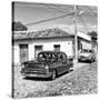 Cuba Fuerte Collection SQ BW - Cuban Taxis-Philippe Hugonnard-Stretched Canvas