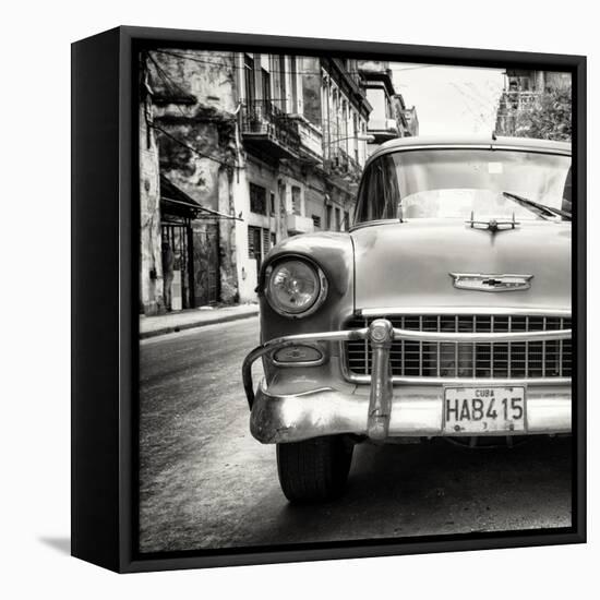 Cuba Fuerte Collection SQ BW - Detail on Classic Chevrolet-Philippe Hugonnard-Framed Stretched Canvas