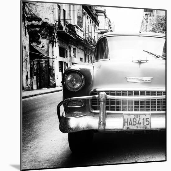 Cuba Fuerte Collection SQ BW - Detail on Old Classic Chevrolet-Philippe Hugonnard-Mounted Photographic Print