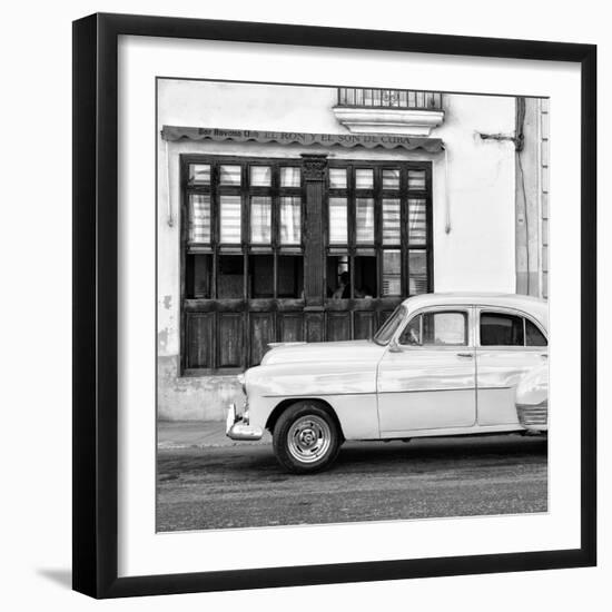 Cuba Fuerte Collection SQ BW - Havana Club and Classic Car II-Philippe Hugonnard-Framed Photographic Print