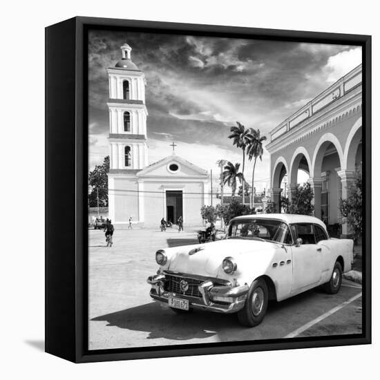 Cuba Fuerte Collection SQ BW - Main square of Santa Clara II-Philippe Hugonnard-Framed Stretched Canvas