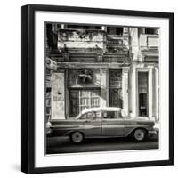 Cuba Fuerte Collection SQ BW - Old Car in Havana-Philippe Hugonnard-Framed Photographic Print