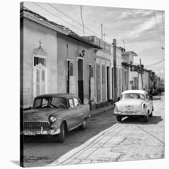 Cuba Fuerte Collection SQ BW - Old Cars in Trinidad II-Philippe Hugonnard-Stretched Canvas