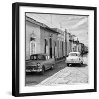 Cuba Fuerte Collection SQ BW - Old Cars in Trinidad II-Philippe Hugonnard-Framed Photographic Print