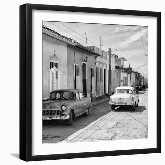 Cuba Fuerte Collection SQ BW - Old Cars in Trinidad II-Philippe Hugonnard-Framed Photographic Print