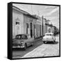 Cuba Fuerte Collection SQ BW - Old Cars in Trinidad II-Philippe Hugonnard-Framed Stretched Canvas