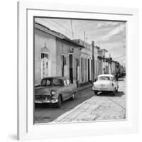 Cuba Fuerte Collection SQ BW - Old Cars in Trinidad II-Philippe Hugonnard-Framed Photographic Print