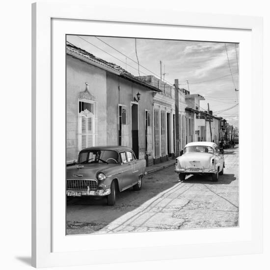 Cuba Fuerte Collection SQ BW - Old Cars in Trinidad II-Philippe Hugonnard-Framed Photographic Print