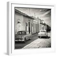 Cuba Fuerte Collection SQ BW - Old Cars in Trinidad-Philippe Hugonnard-Framed Photographic Print