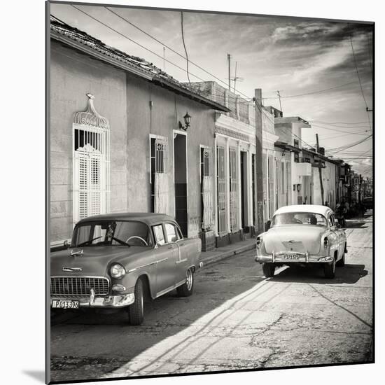 Cuba Fuerte Collection SQ BW - Old Cars in Trinidad-Philippe Hugonnard-Mounted Photographic Print