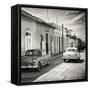 Cuba Fuerte Collection SQ BW - Old Cars in Trinidad-Philippe Hugonnard-Framed Stretched Canvas