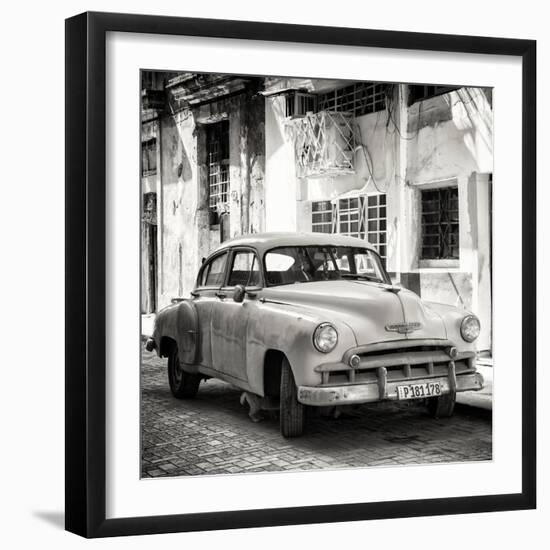 Cuba Fuerte Collection SQ BW - Old Chevrolet of Havana-Philippe Hugonnard-Framed Photographic Print