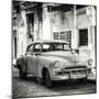 Cuba Fuerte Collection SQ BW - Old Chevrolet of Havana-Philippe Hugonnard-Mounted Photographic Print