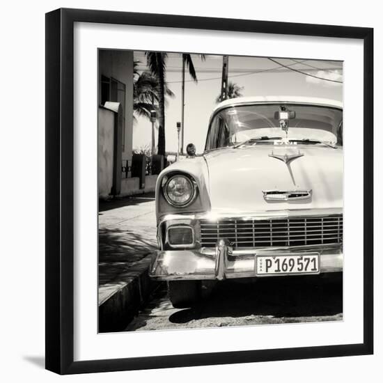 Cuba Fuerte Collection SQ BW - Old Classic Chevy-Philippe Hugonnard-Framed Photographic Print