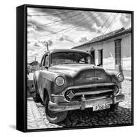 Cuba Fuerte Collection SQ BW - Old Cuban Chevy II-Philippe Hugonnard-Framed Stretched Canvas