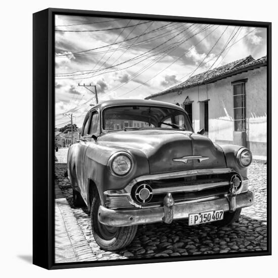 Cuba Fuerte Collection SQ BW - Old Cuban Chevy II-Philippe Hugonnard-Framed Stretched Canvas