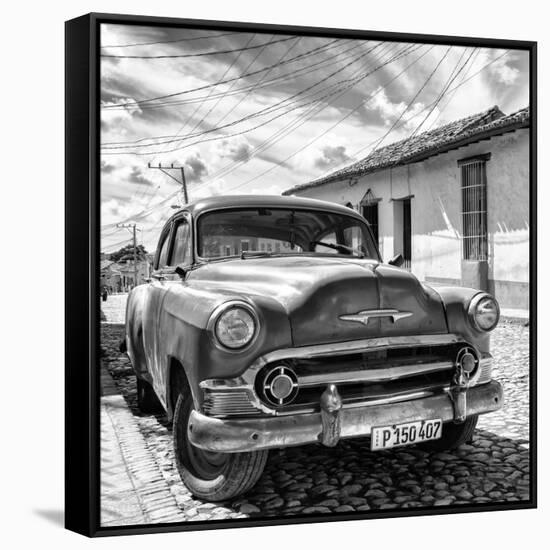 Cuba Fuerte Collection SQ BW - Old Cuban Chevy II-Philippe Hugonnard-Framed Stretched Canvas