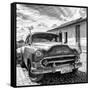 Cuba Fuerte Collection SQ BW - Old Cuban Chevy II-Philippe Hugonnard-Framed Stretched Canvas