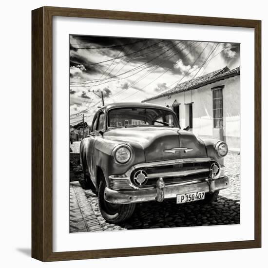 Cuba Fuerte Collection SQ BW - Old Cuban Chevy-Philippe Hugonnard-Framed Photographic Print