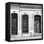 Cuba Fuerte Collection SQ BW - Old Cuban Facade-Philippe Hugonnard-Framed Stretched Canvas