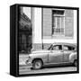 Cuba Fuerte Collection SQ BW - Old Taxi II-Philippe Hugonnard-Framed Stretched Canvas