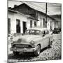 Cuba Fuerte Collection SQ BW - Old Taxi in Trinidad-Philippe Hugonnard-Mounted Photographic Print