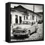 Cuba Fuerte Collection SQ BW - Old Taxi in Trinidad-Philippe Hugonnard-Framed Stretched Canvas