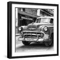 Cuba Fuerte Collection SQ BW - Retro Car in Havana-Philippe Hugonnard-Framed Photographic Print