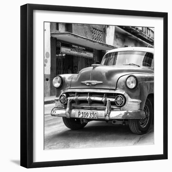 Cuba Fuerte Collection SQ BW - Retro Car in Havana-Philippe Hugonnard-Framed Photographic Print